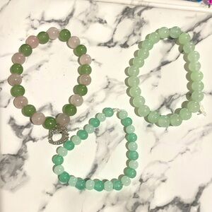 Green bracelet trio.
